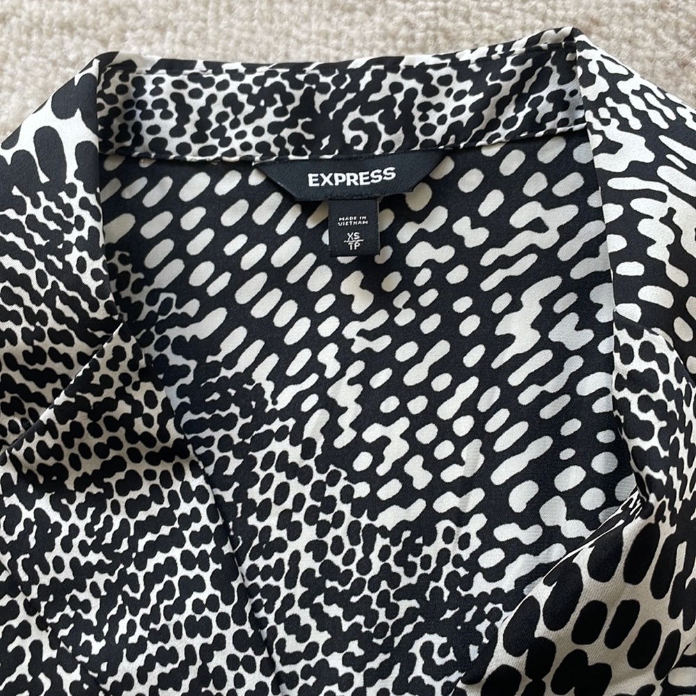 Express Lightly Cropped Silky Button Down Blouse - image 2